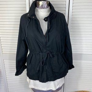 Old Navy Utility Jacket Cotton Black Drawstring Waist and Collar Size L
